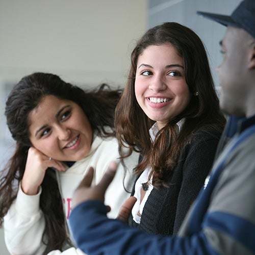 Three students meeting in the Union