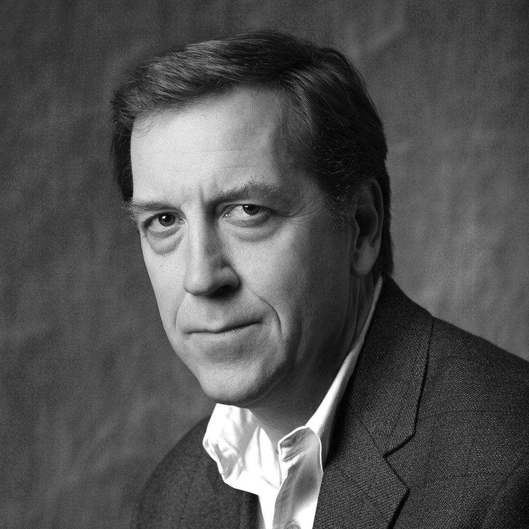 A black and white portrait of Selmer Bringsjord