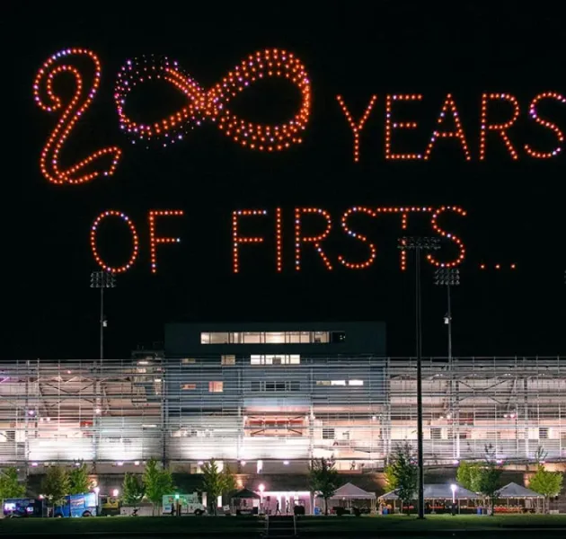 200 Years spelled out in the sky with drones